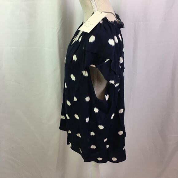A New Day Polka Dot Flutter Sleeve Blouse Navy S - Picture 11 of 13